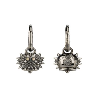 Chantecler / Et Voilà / orecchini campanella riccio piccoli / argento brunito e diamanti brown