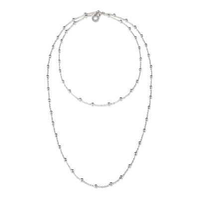Chantecler / Et Voilà / collana catena pallinata lunga con logo pendente 90 cm / argento 