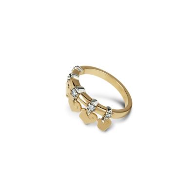 Chantecler / Anima / anello con cinque galli / oro giallo e diamanti