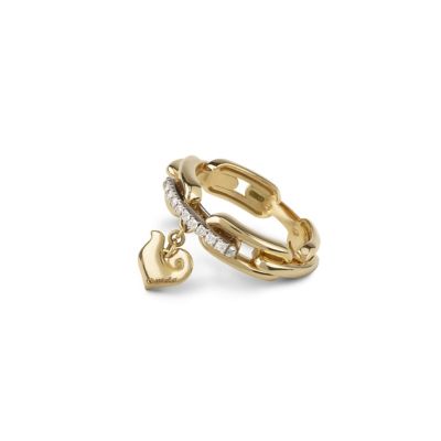 Chantecler / Anima / anello maglie a catena con pendente gallo / oro giallo e diamanti