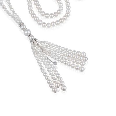 Chantecler / Cherie / collana sautoir / oro bianco, diamanti e perle