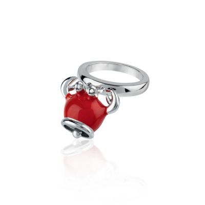 Chantecler / Et Voilà / anello granchio micro / argento, smalto rosso e diamanti neri
