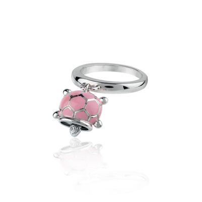 Chantecler / Et Voilà / anello tartaruga micro / argento, smalto rosa e diamante bianco