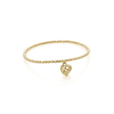 Chantecler / Suamèm / bracciale pallinato elastico con ciondolo galletto micro / oro giallo 9kt / misura M