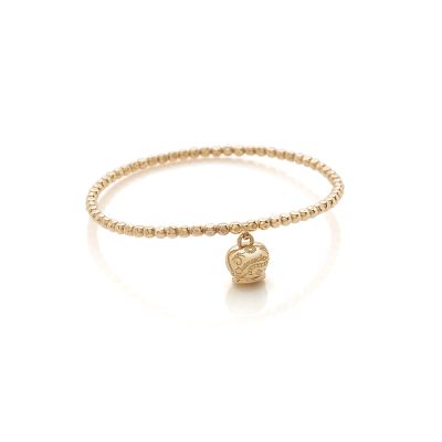 Chantecler / Suamèm / bracciale pallinato elastico con ciondolo campanella micro / oro rosa 9kt / misura M