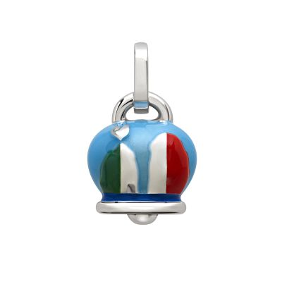 Chantecler / Capriness / ciondolo campanella piccola Terra Mia / argento, smalto azzurro, bianco, rosso e verde