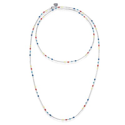 Chantecler / Et Voilà / collana lunga Capriness con sferette 90 - 92 cm / argento e smalti colorati