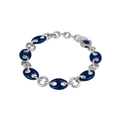 Chantecler / Capriness / bracciale maglia marina 18 cm / argento e smalto blu