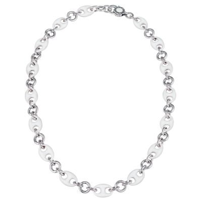 Chantecler / Capriness / collana catena maglia marina 45 cm / argento e smalto bianco