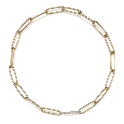 Chantecler / Logo Moonlight / collana maglie ovali / oro bianco e giallo 18 Kt e diamanti