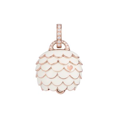 Chantecler / Paillettes / ciondolo campanella / oro rosa, diamanti bianchi e smalto bianco