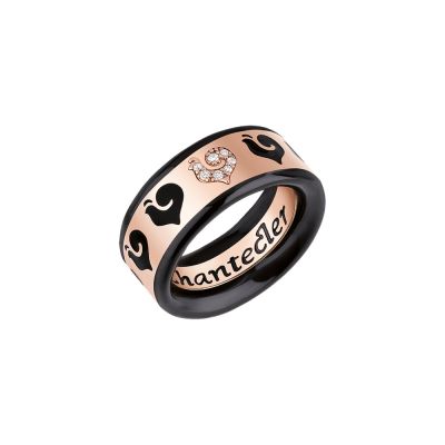 Chantecler / Carousél / anello a fascia / oro rosa, smalto nero e diamanti 