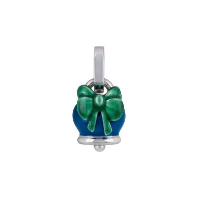 Chantecler / Et Voilà / ciondolo campanella micro con fiocco / argento, smalto blu e verde