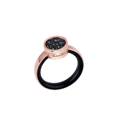 Chantecler / Paillettes / anello / oro rosa e diamanti neri