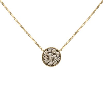 Chantecler / Paillettes / collana / oro rosa, smalto caramello e diamanti champagne
