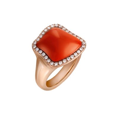 Chantecler / Enchantè / anello / oro rosa, diamanti e corallo