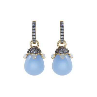 Chantecler / Joyful / orecchini / oro giallo, diamanti, zaffiri azzurri e poire in cristallo glicine