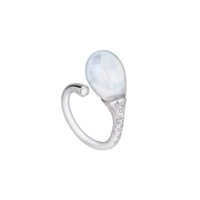 Chantecler / Joyful / anello / oro bianco diamanti e poire in cristallo milky