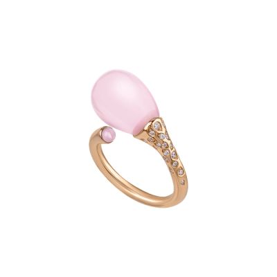 Chantecler / Joyful / anello / oro rosa, diamanti e poire in cristallo rosa