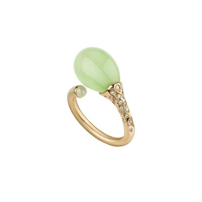 Chantecler / Joyful / anello / oro giallo, diamanti e poire in cristallo verde mela
