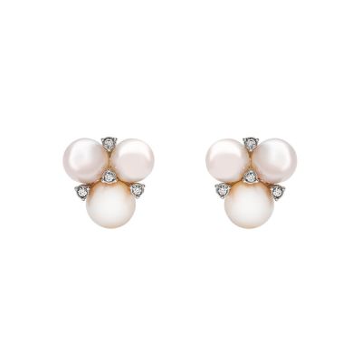 Chantecler / Cherie / orecchini a lobo / oro bianco, diamanti e perle freshwater