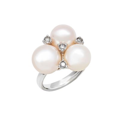 Chantecler / Cherie / anello / oro bianco, diamanti e perle freshwater