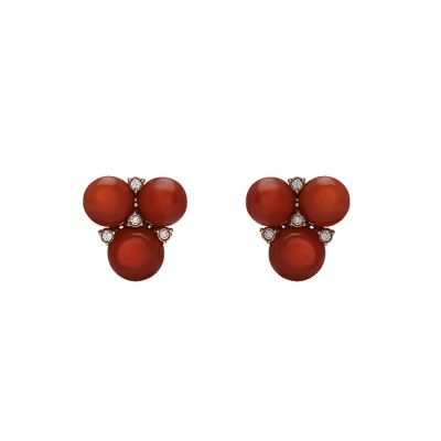 Chantecler / Cherie / orecchini a lobo / oro rosa, diamanti e corallo rosso