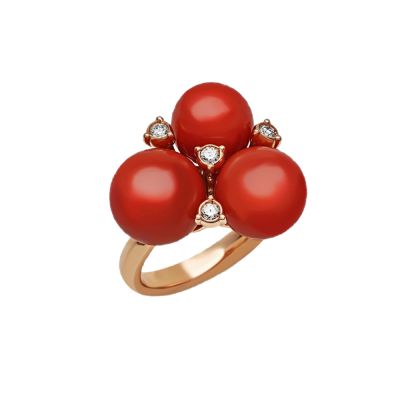 Chantecler / Cherie / anello / oro rosa, diamanti e corallo rosso