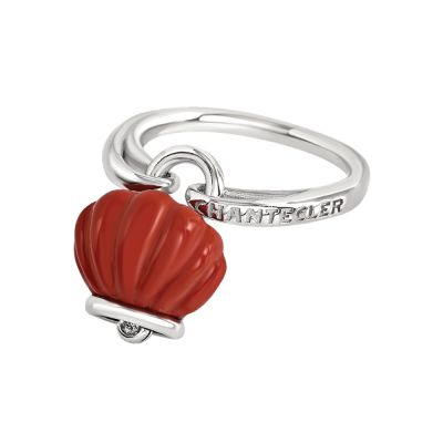 Chantecler / Et Voilà / anello campanella piccola / argento, bioresina color corallo e diamante