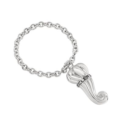 Chantecler / Corni / portachiavi cornetto grande / argento e diamante