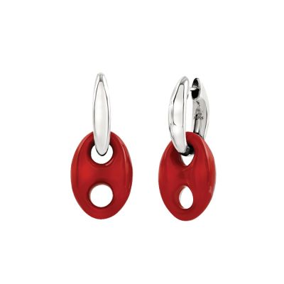 Chantecler / Capriness / orecchini maglia marina / argento e bioresina color corallo