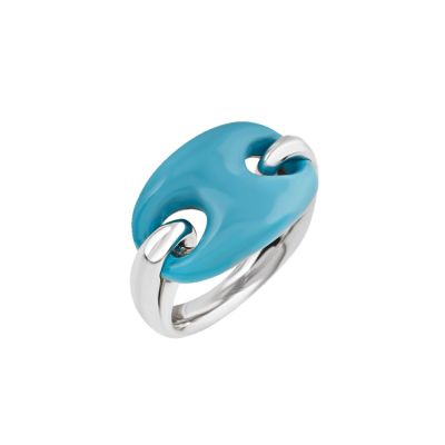 Chantecler / Capriness / anello maglia marina / argento e bioresina color turchese