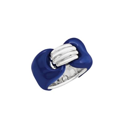 Chantecler / Capriness / anello fascia maglia marina / argento e bioresina color lapislazzuli