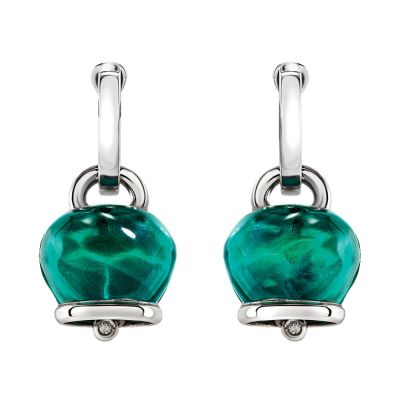 Chantecler / Et Voilà / orecchini campanella medi / argento, resina verde paraiba e diamanti