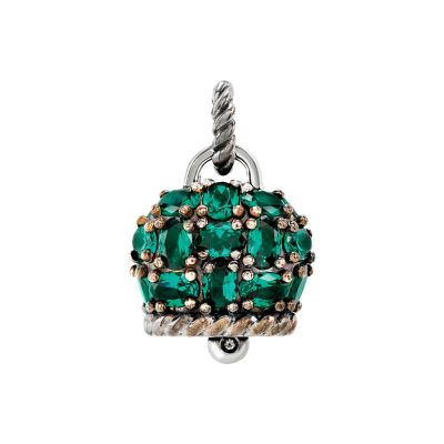 Chantecler / Et Voilà / ciondolo campanella grande / argento, siamiti verde smeraldo e diamante