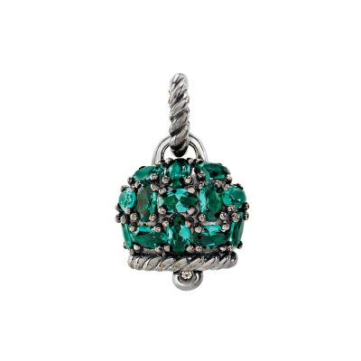 Chantecler / Et Voilà / ciondolo campanella media / argento, siamiti verde smeraldo e diamante