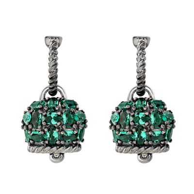 Chantecler / Et Voilà / orecchini campanella media / argento, siamiti verde smeraldo e diamanti