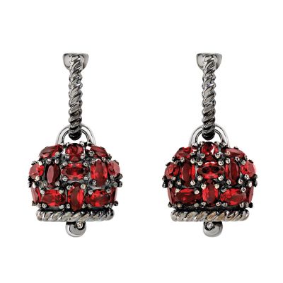 Chantecler / Et Voilà / orecchini campanella media / argento, siamiti rosso rubino e diamanti