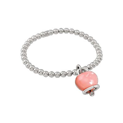 Chantecler / Et Voilà / bracciale elastico campanella media / argento, resina sfaccettata color quarzo rosa e diamante / misura M