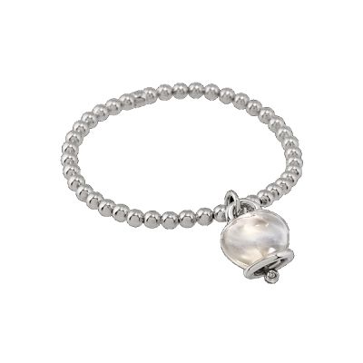 Chantecler / Et Voilà / bracciale elastico campanella media / argento, resina sfaccettata color cristallo di rocca e diamante / misura L