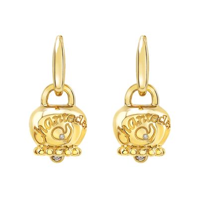 Chantecler / Suamèm / orecchini campanella medi / oro giallo 9 Kt e diamanti