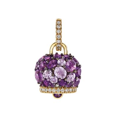 Chantecler / Campanelle / ciondolo campanella medio / oro giallo 9 Kt, ametista e diamanti