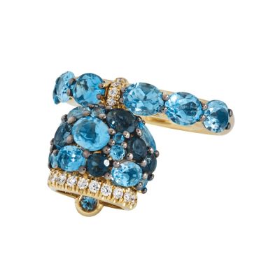 Chantecler / Campanelle / anello / oro giallo 9 Kt, topazi e diamanti