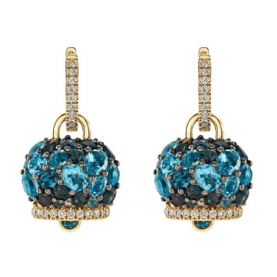 Chantecler / Campanelle / orecchini / oro giallo 9 Kt, topazi e diamanti