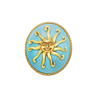 Chantecler / Et Voilà / anello Tu sei un'isola / argento dorato, turchese, diamanti
