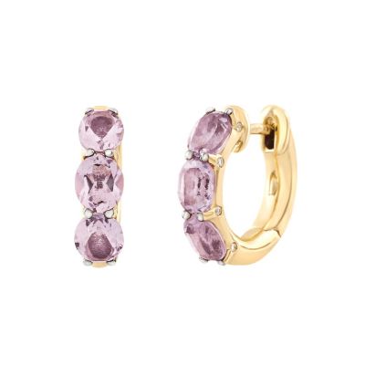 Chantecler / Cantachiaro / orecchini cerchietto / oro giallo 9 Kt, ametiste e diamanti