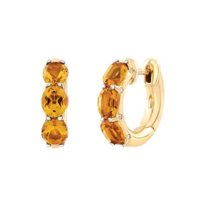 Chantecler / Cantachiaro / orecchini cerchietto / oro giallo 9 Kt, citrini e diamanti