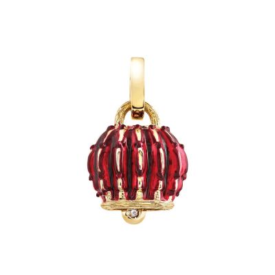 Chantecler / Et Voilà / ciondolo campanella media Fichi d'India / argento dorato, smalto rosso e diamanti