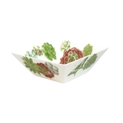 Taitù / Desert Rose / coppa quadrata media / porcellana / bianca, rossa e verde