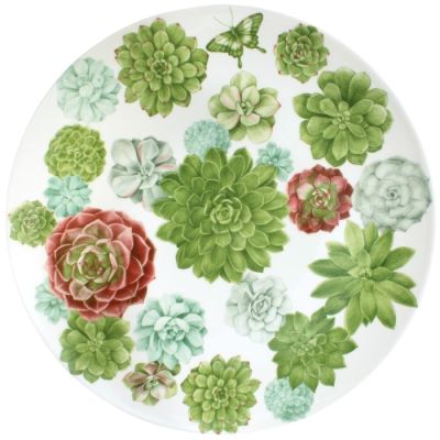 Taitù / Desert Rose / piatto segnaposto / porcellana / bianca, rossa e verde